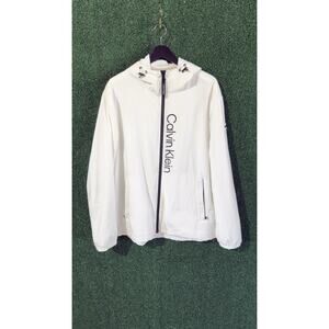 Calvin Klein Men’s White Full Zip Windbreaker Jacket Size Large